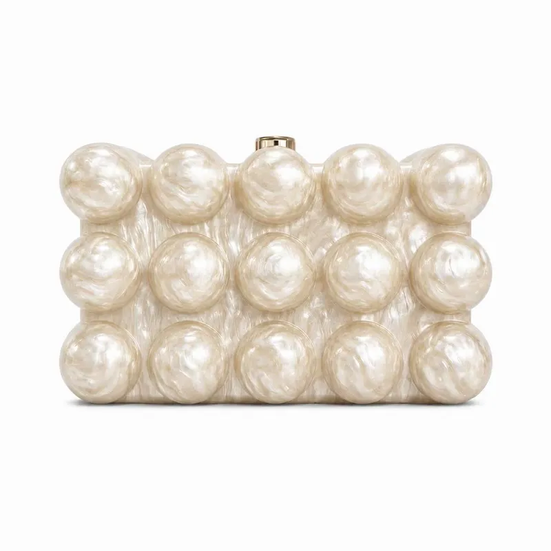 Wavy Pearl Eggshell Acrylic Clutch3