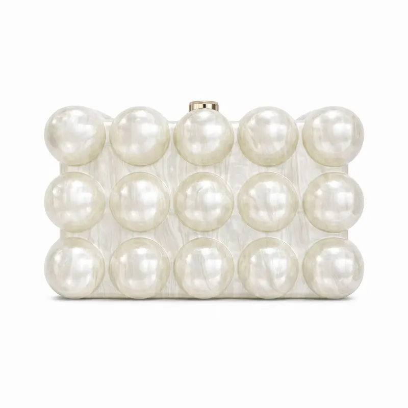Wavy Pearl Eggshell Acrylic Clutch5